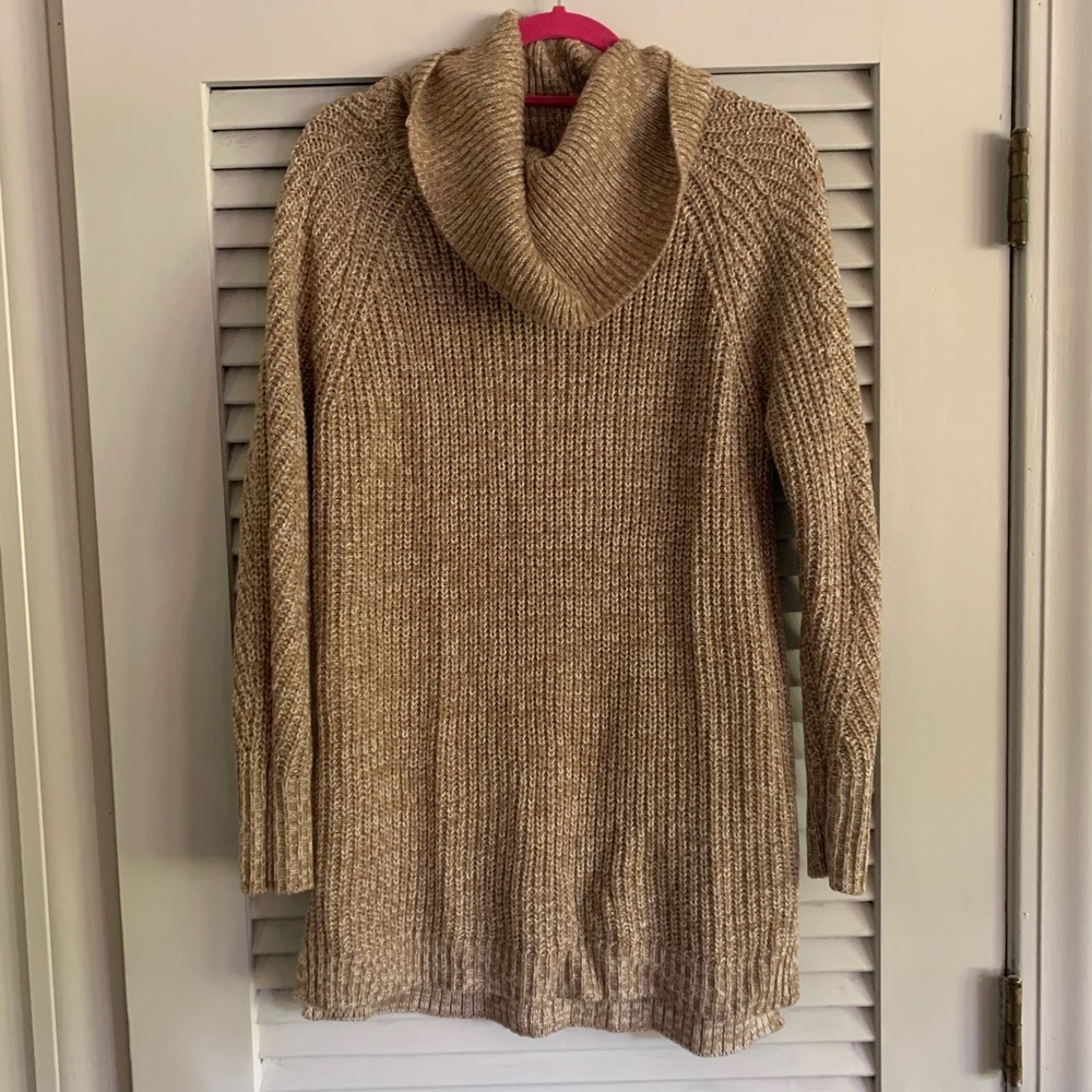 Sweater with Cowl Neck-mingled.  brown color